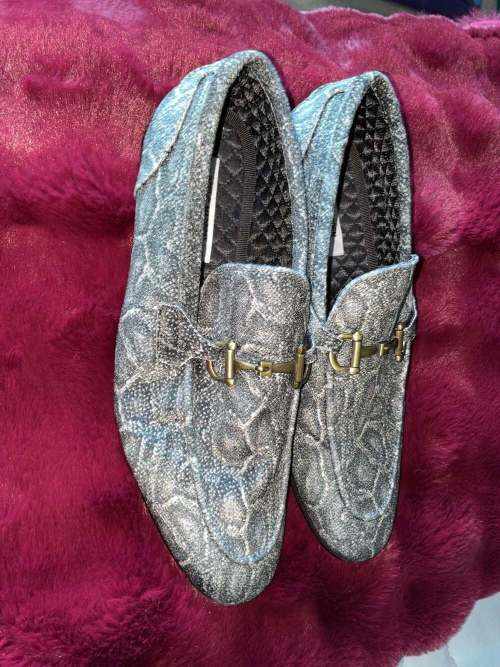 Steve Madden Delrayy Men's 13 Loafers Metallic Snake Print Bit Slip-On A480